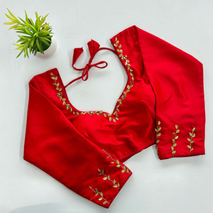 Nueva Colección de Diseñador de Ropa Tradicional India, Blusa Kimora de Seda con Bordado Dorado a Mano, Blusa con Cuello en V para Fiestas - Product Image 1