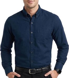 Camisa de Vestir Oxford para Hombre, 100% Algodón, Color Sólido, Manga Larga, con Botones, Uniforme de Empresa, Ropa de Trabajo Profesional, OEM - Product Image 3