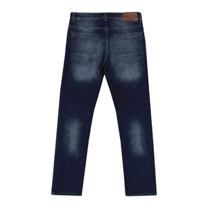 Jean en denim de coton bleu foncé pour homme, coupe slim, respirant, délavé, grande taille, extensible, couleur unie, service OEM, séchage rapide - Product Image 3