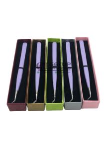 Pince à épiler d'extension de cils en acier inoxydable de revêtement de poudre violette droite à 45 degrés de logo personnalisé de haute qualité nouvel outil de beauté - Product Image 2