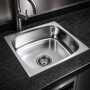 Square Steel Single Bowl Undermount One Polished Kitchen <b>Sink</b> Countertop Basin Washable Lightweight Modern 5 Year Warranty Home - Product Image 6