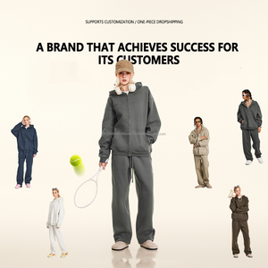 Haute Qualité Unisexe Complet 345GSM Zip-Up Casual Hoodies Avec Col Cou Personnalisé Streetwear pour Hommes Saison D'hiver Conception - Product Image 2