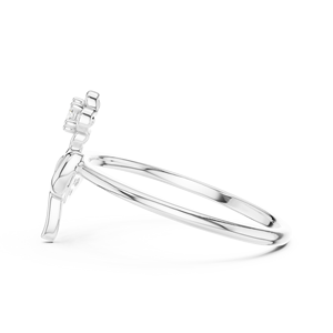 <b>DAISY</b> SPARK Lab Grown Diamond Ring Set 18KT Solid White Gold Rhodium Plated Minimalist Engagement Wedding Women's Jewelry - Product Image 4