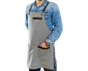 Tablier de barman professionnel en toile avec logo personnalisé, sangle en cuir réglable, uniforme de mixologie, luxe, pour personnel de bar de boîte de nuit - Product Image 2