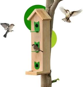 Comedero para Pájaros de Madera Hecho a Mano, Comedero Colgante para Jardín, Patio, Balcón, Casa para Pájaros Amigable con la Vida Silvestre - Product Image 3