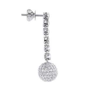 Pendientes Colgantes EtherStar con Diamante Cultivado en Laboratorio de 3.00ct, Corte Baguette, Lujosos, con Cadena de Oro de 18K, Bisel y Bola Pavé, Certificados por IGI - Product Image 2