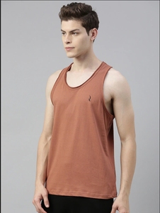 Men's Solid Color Cotton Tank Top O-Neck Sleeveless Casual Breathable Workout Wear - Product Image 4