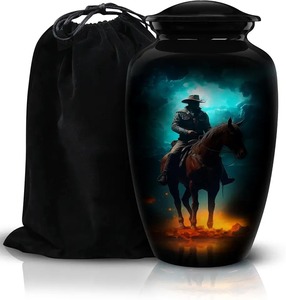 Urne funéraire décorative de qualité supérieure en aluminium blanc pour cendres de chevaux, grande urne commémorative décorative pour cendres de chevaux - Product Image 2
