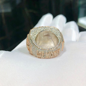 Anillo de Compromiso con Moissanita VVS de Corte Brillante, Chapado en Oro, con Incrustaciones, Plata de Ley 925, Estilo Hip Hop, Regalo para Hombre - Product Image 6