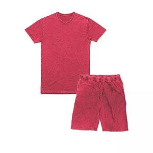 Nouvelle conception, ensemble court décontracté 100% coton thermique, motif floral, été, homme, OEM, streetwear personnalisé, couleur rouge vintage, logo personnalisé, deux pièces - Product Image 5