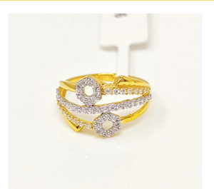 Bague hexagonale luxueuse en or massif 22 carats pour femmes, élégante, avec pierres CZ multicouches, bijoux fins, authentique or 916, bague pour doigt - Product Image 1