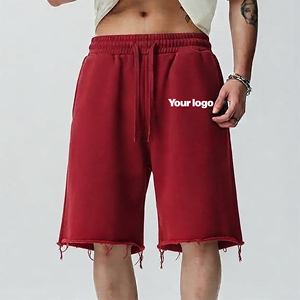 Shorts 3/4 légers pour hommes, style hip-hop, en coton 100% écologique, avec taille élastique et ourlet brut, pour la gym et l'été, vente en gros - Product Image 1