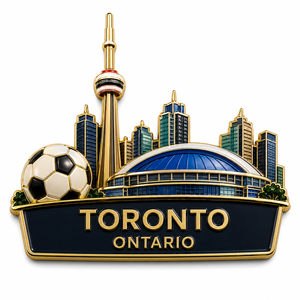 Épinglette en émail personnalisée, motif repère urbain moderne, thème football, plaquée argent, souvenir, 2026 USA Canada Mexique, OEM, vente en gros, touristique - Product Image 2