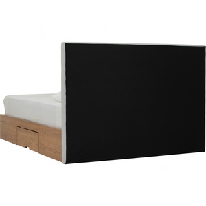 Modern Upholstered <b>Panel</b> Bed Solid Wood Platform Bed with <b>Headboard</b> Storage Drawers Queen King Custom Bedroom Furniture - Product Image 5