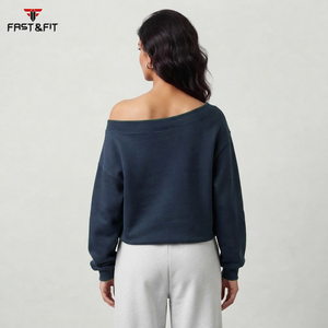 Polyester Cotton Fabric High Quality Printed <b>Sweatshirt</b> Streetwear Slash Neck <b>Off</b> <b>Shoulder</b> <b>Sweatshirt</b> - Product Image 5