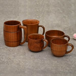 Tasse à thé en bois de jujube naturel fait main, tasse à café, chopes à bière en bois pour boire du thé, du café, du vin, de la bière, tasse en bois avec poignée - Product Image 4