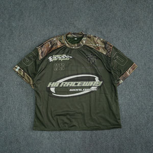เสื้อเจอร์ซีย์ตาข่ายลายพรางย้อนยุคทรงบ็อกซี่แบบครอปสำหรับอเมริกันฟุตบอล  สามารถสั่งทำชื่อและหมายเลขได้  เสื้อเจอร์ซีย์คอกลมสำหรับกีฬาบาสเก็ตบอล - Product Image 5