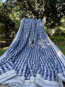 New Arrival 2026 Handcrafted Indigo <b>Blue</b> Block Print 100% Cotton Jaipuri Artisanal Floral Kantha Quilt & <b>Throw</b> Bed Speread - Product Image 4