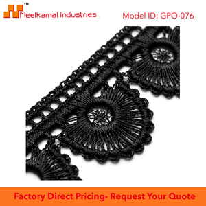Dentelle Guipure Florale Noire Écologique de Luxe 10mm, Personnalisable, Vente Directe Usine, Emballage de 20 Mètres pour Sacs à Main et Portefeuilles - Product Image 5