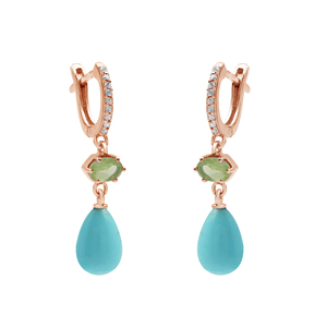 ต่างหูเงินแท้ 925 ประดับพลอยเพอริดอทดีไซน์หยดน้ำสีเขียวขุ่นทรงลูกแพร์และวงรี สำหรับผู้หญิง - Product Image 5