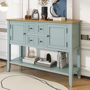 Cambridge Series Vintage Console <b>Table</b> with Ample Storage Four <b>Small</b> Drawers and Bottom Shelf for Living Rooms and Entrances - Product Image 3