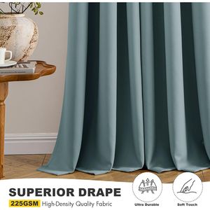 Tende Oscuranti Termoisolanti Blu Polvere da 63 Pollici, 2 Pannelli, per Camera da Letto e Soggiorno, Tinta Unita - Product Image 1