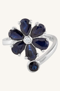 Anillo de Zafiro Azul y Diamantes en Plata de Ley 92.5 KLSR-11759 - Product Image 2