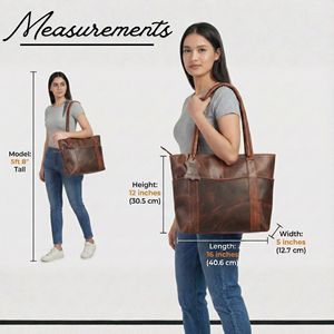 Bolso de hombro estilo tote de cuero genuino vintage para mujer, bolso de compras de 16 pulgadas, regalo de San Valentín - Product Image 6
