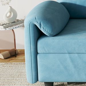 Divano Letto in Velluto Blu da 54 Pollici, un Capolavoro per il Soggiorno con Opzione Letto Estraibile - Product Image 2