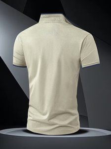 Men's Cotton Jersey for Shirt Short Sleeve Embroidered Logo Breathable Casual Knitted Solid Color Front Design Customizable - Product Image 2