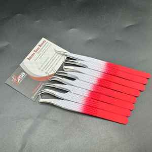 Pince à cils en acier inoxydable rouge et blanc avec logo personnalisé, pointe diamantée, pour extensions de cils - Product Image 3