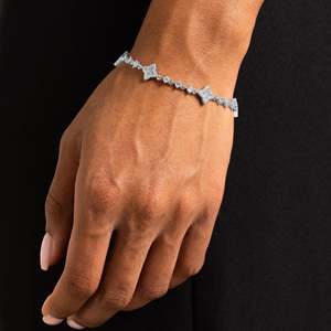 Luxury White Gold Plated Bow Link <b>Bracelet</b> for Women Stainless Steel AAA Cubic Zirconia Adjustable Designer Tennis <b>Bracelet</b> - Product Image 1