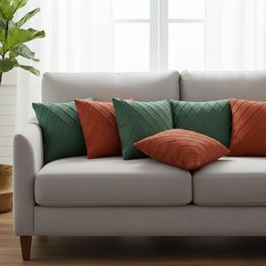 SOGA 6PC 45cm Diamond Knit Pillow Covers <b>Set</b> 3 Classic Red and 3 Forest Green for Living Room <b>Sofas</b> - Product Image 3