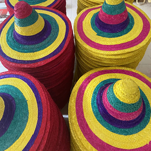 Unisex Wide Brim Natural Grass <b>Straw</b> <b>Hat</b> with Striped Serape Trim for Casual Cycling Ski Party Wedding Events - Product Image 1