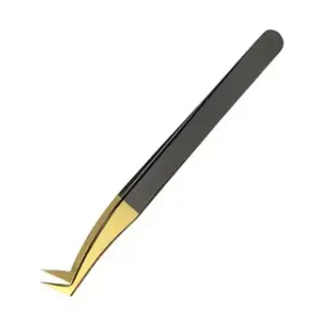 Pinzas de Acero Inoxidable para Extensiones de Pestañas, Pinzas de Punta Recta y Curva, Pinzas con Logotipo Personalizado, Modelo ET-New-10 - Product Image 4
