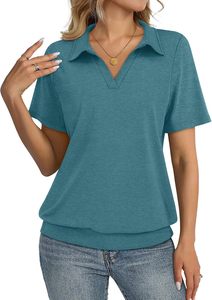 Camiseta de Punto de Manga Corta Azul Marino para Mujer, Color Sólido, Informal, Transpirable, Largo Regular, Poliéster, OEM Harry Johnson - Product Image 5