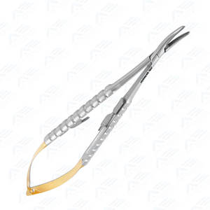 Barraquer Pince à micro-aiguilles en acier inoxydable, manuelle, à mors lisses et courbés, ensemble d'instruments certifiés CE - Product Image 3