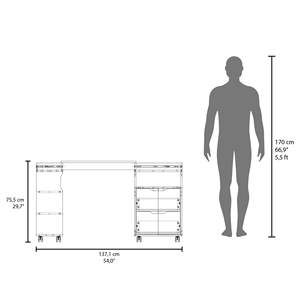 Odessa scrivania con 2 cassetti 4 ripiani 4 ruote caratteristiche estensibili - Product Image 4