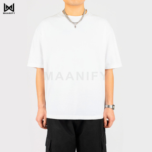 Hot Selling <b>White</b> Oversized T Shirt Men Baggy Streetwear Combed Cotton Garment Dyed <b>Tee</b> Custom Logo Manufacturer MAANIFY - Product Image 1