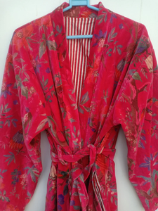 Bata Kimono con Estampado de Dibujos Animados para Mujer, Suave y Transpirable, 100% Algodón, Camisón de Verano Hecho a Mano, Cuello en V, Cintura Elástica, Largo Completo - Product Image 3