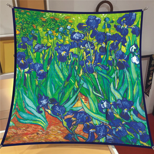 90CM Hot Sell Twill Silk <b>Scarf</b> Fashion Shawl Brand Van Gogh Oil Painting <b>Square</b> <b>Scarf</b> Women Hijab Bandana Foulard Head <b>Scarves</b> - Product Image 3