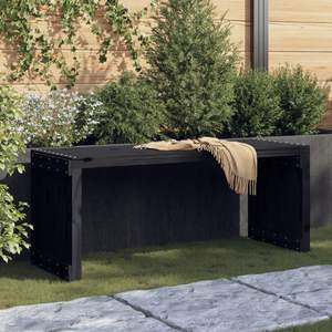 Grand banc de jardin extensible en bois de pin noir massif, mobilier de patio - Product Image 1