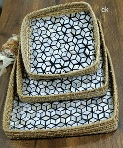 Plateau de service haut de gamme en nacre et rotin - Design moderne éco-responsable fait main pour cadeaux de mariage et de Ramadan - Product Image 1