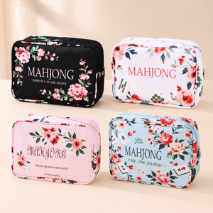Sac de rangement de luxe grande capacité en polyester à imprimé floral moderne pour tuiles de mahjong, sac de <span class=keywords><strong>voyage</strong></span> personnalisé pour articles de toilette et maquillage, sac à main - Product Image 1