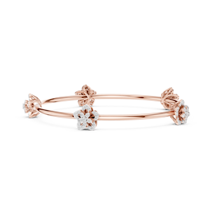 Bracelet de luxe en or rose avec fleurs et diamants, bracelet en cristal pour femmes, élégant, pour mariage, anniversaire, bijoux - Product Image 5
