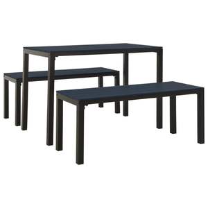Ensemble de salle à manger de jardin de taille moyenne en acier noir et composites bois-plastique – Mobilier d'extérieur élégant - Product Image 2