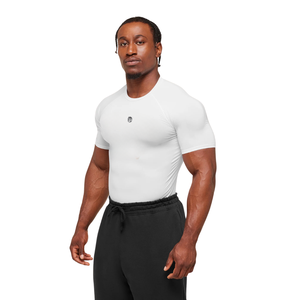T-shirt de compression graphique blanc pour homme – Vêtement de sport, d'entraînement et d'activewear respirant et extensible - Product Image 3