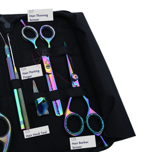 Professional Rainbow Hair Extension Tools Kit with 7 Inch <b>Tape</b> In Plier Hair Razor Barber Scissor Thinning Scissor <b>Loop</b> <b>Hook</b> Set - Product Image 4