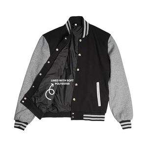 Chaqueta de Béisbol Estilo Universitario con Bordado Personalizado OEM Unisex, Chaqueta Varsity Vintage en Blanco para Hombre, Ropa Casual Escolar - Product Image 4