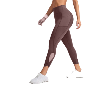 High Waist Solid Color Leggings With Pockets Stretch Breathable Full Length Sporty Knitted Women's Leggings - Product Image 2